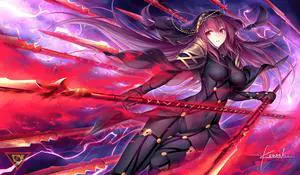 Japanese Anime Fate, Scathach Large Custom Mouse Pad/Playmat - Durable Rubber 14" x 24"