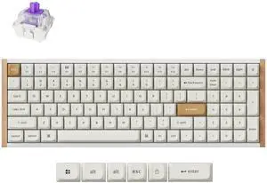 Keychron K4 HE  96% Compact Hall Effect Wireless Mechanical Keyboard with Number Pad, Magnetic Switch, Rapid Trigger, Custom RGB, QMK/VIA, 2.4GHz/BT5.2/Wired, for Mac/Windows/Linux, Wood Frame, White