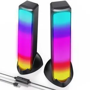 OFFSIR Computer Speakers, RGB PC Speakers, Gaming Speakers with Full Screen LED Breathing Light, 2.0 Channel Stereo Sound Desktop Speakers, USB Powered Speaker for Computer Desktop PC Laptop Monitor