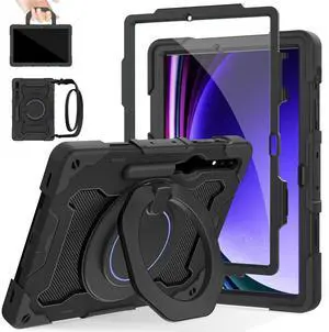 ROISKIN Case for Samsung Galaxy Tab S10 Plus/ S9 FE Plus/ S9 Plus 5G Tablet 12.4'', Heavy Duty Shockproof Protective Case with Screen Protector, Stand, Handle,Shoulder Strap and Pen Holder