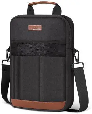 MoKo 9-11 inch Tablet Sleeve Bag, Portable iPad Carrying Case with Adjustable Shoulder Strap & Retractable Handle for 11 Inch iPad Air M3/Pro M4, 10th Gen 10.9, Air 5/4th 10.9, 9/8. 10.2, Black & Gray