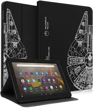 Wazzasoft for Amazon Kindle Fire HD 8/8 Plus Tablet Case 10th/12th Generation for Women Girls Kids Boys Men Folio Cover Cute Fashion Design Black Unique Cool Teens Cases for Kindle Fire Case 8 Inch