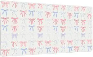 Idocolors Bows Desk Mat, Cute Extended Gaming Keyboard Mouse Pad, Large Office Desk Cover Mat Pad Deskmat, Non-Slip Leather Home Office Desk Mat Protector 31.5"×15.7"