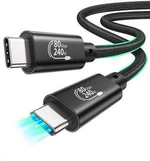 Fitee Thunderbolt 5 Cable 6FT Compatible, 80Gbps USB C Data Transfer Cable, 240W Charging, 120Gbps Video Bandwidth, 16K/Dual 8K, Braided USB C Video Cables for Monitor, MacBook Pro, Mac mini, PSSD