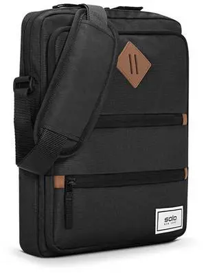 Solo New York Tablet Sling Bag for Women & Men - Crossbody Bag for Travel, Walking, & Hiking, Adjustable Shoulder Strap, Front Zippered Pockets, Fits 13" Tablets & 14" Laptops - Hydro, Black