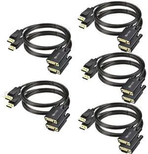 UKYEE DP to VGA Cable 6Ft 10-Pack, Display Port to VGA Adapter Cord 6 Feet for Computer Monitor Projector and More Gold-Plated UKYEE DP to VGA Cable 6Ft 10-Pack, Display Port to VGA Adapter Cord 6 Feet for Computer Monitor Projector and More Gold-Plated