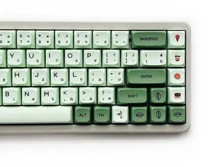 XDK Custom Keycaps 124 Keys(PBT XDA Dye-Sub) Cute Matcha Green Japanese Keycaps Set for 60% 65% 100% Mechanical Keyboard