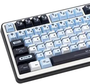 TIMSEKER Black and Blue Keyboard Keycap Set, Custom Cherry Profile PBT Keycap for 61/64/68/75/84/87/104/108 ANSI Layout Cherry MX Switches Mechanical Keyboard (148 Keys)