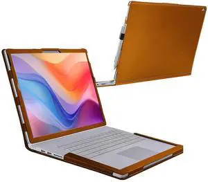 Honeymoon Protective Case Cover for Microsoft Surface Book 3/2 15 inch Laptop,PU Leather Hard Shell Case with Free Folding Stand Detachable Folio Case Cover for Surface Book,Brown