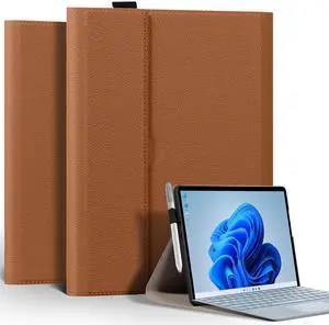 XFYKJIN for Pro 9/10/11 Case 13 inch 2022/2024 Leather Cover Protective Shell Compatible with Type Cover Keyboard and Pencil Holder.Brown