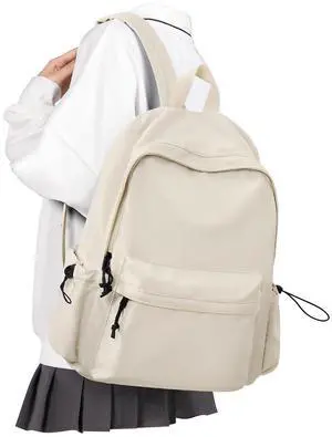 VECAVE School Backpack Beige Waterproof Bookbag Casual Lightweight Travel Rucksack Daypack Backpacks for Men Women College High School Bags backpack for Boys Girls Teens