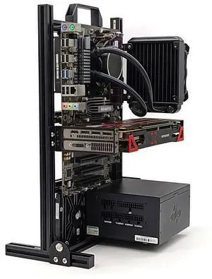 Open Air ITX Case, ITX Computer Case, DIY ITX PC Case, Open Aluminum Frame Chassis Compatible with ITX Motherboards and 17x17/17x19 Motherboards, and Water Cooling Chassis