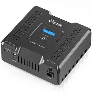 UPS Battery Backup and Surge Protector, 600VA/360W LiFePO4 Battery Backup Power Supply with AVR, 12 Outlets, USB 5V2A, LCD Display, Generator Compatible CHINTE