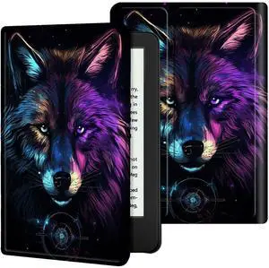 BREIDMKFM Case for 6" All-New Kindle 11th Generation 2022 Release, PU Leather Cover Smart Standing with Auto Sleep/Wake Cover for Basic Kindle 2022, Wolf A