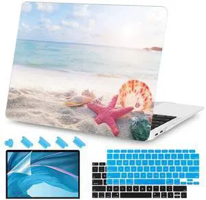 Teryeefi for MacBook Air M1 13 inch Case 2018 2019 2020 (Model A2337 A2179 A1932) with Touch ID & Retina, Printing Hard Shell Case + Keyboard Cover + Screen Protector, Summer Beach