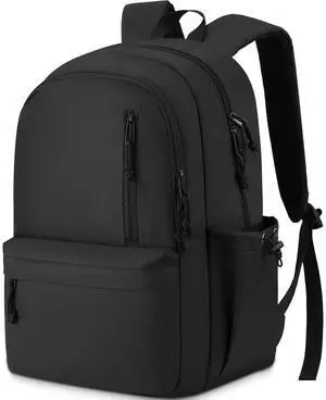 RJEU School Backpack Aesthetic for Teen Boy Girl,17.3in Laptop Bag Bookbag for College Student Travel (Black, 17.3in)