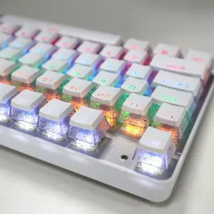 Catekro PBT Keycaps 104 Set for Gaming Mechanical Keyboard, Shine Through Pudding Keycaps Double Shot OEM Profile (White)