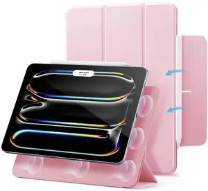 ESR for iPad Pro 11 Inch Case (M5/M4) 2025/2024, Strong Magnetic Attachment, Slim Trifold Stand Case, Supports Pencil Pro and Pencil(USB-C), Tough Protection, Auto Sleep/Wake, Rebound Series, Pink