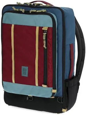 Topo Designs Global Travel Bag 30-40 Liter - Carry-on Compliant Versatile Pack, 3 Carry Options, External Laptop Sleeve (Eco-Friendly, 40L, Denim)