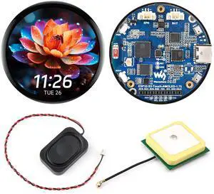 Waveshare ESP32-S3 1.75inch AMOLED Round Touch Display Development Board, 32-bit LX7 Dual-core, 466×466, QSPI, Dual Digital Microphones Array, ESP32 with Display, with GPS