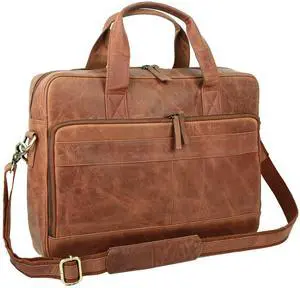 VINTAGE CRAFT SHOP Leather briefcases Laptop Messenger Bags Best Office Satchel Bag for Men and Women (Tan Brown)