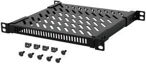 Tecmojo 0.5U Rack Shelf for 10" Server Rack & Cabinet, Adjustable 7.87-10.24" Depth, Vented Metal Tray, Heavy Duty Support up to 66 lbs, Enhanced Ventilation, Black