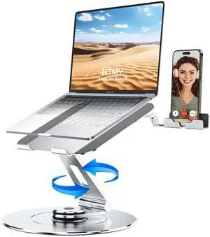 NTMY Adjustable 360 Rotating Laptop Stand with Phone Holder, Foldable for Desk, Ergonomic Fits MacBook, All Notebooks up to 17.3 inches