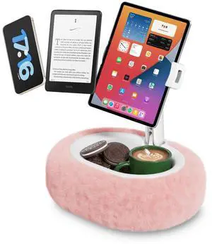 Viozon Tablet Pillow Stand,Kindle Pillow Stand, Compatible with 4-11" Tablet/Phone with Small Bowl, Kindle Holder Accessories,Idea for Reading and Video Watching On Bed,Pink