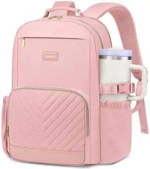 Laptop Backpack for Women Bookbag: 15.6 inch Work School Backpacks with Pouch Pocket for Large Capacity Cup & USB Charger College Book Bag Travel Business Nurse Teacher Bookbags Anti-theft Back Pack