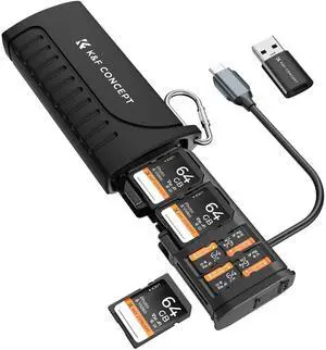 K&F CONCEPT 2-in-1 SD Card Reader Adapter, UHS-II/SD 4.0/Micro SD/USB 3.1 Type-C Dual Slots High-Speed Flash Card Case Compatible with Cameras, Drones, Action Cameras, Phones, Laptops