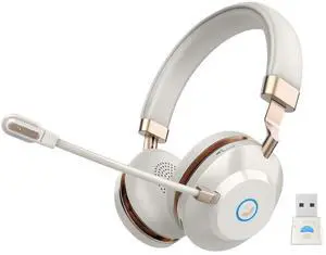Wireless Headset, Bluetooth Headset with Microphone, AI Noise Canceling Mic & USB Dongle, 45 Hrs Working Time V5.3 Wireless Headphones with Mic Mute for PC/Laptop/Office/Call Center/Zoom/Home/Phone