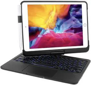 Seagtigau Keyboard Case for iPad Pro 9.7 inch 6th Generation (2018)/5th Gen(2017), 360° Rotatable iPad Air 2&Air 1 Wireless Keyboard Case with Multi-Touch Trackpad,7 Color Backlit (Black)