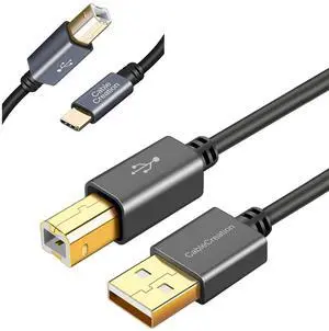 CableCreation USB C Printer Cable 6.6FT Bundle with USB Printer Cable 15FT