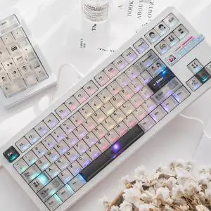 151 Keys Transparent Cherry Profile Keyboard Keycaps, Backlit Crystal PC Keycap Set, Custom Keycaps 75 Percent Shine Through RGB Mechanical Keyboard