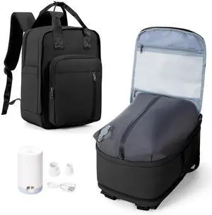 hapfoxx Vacuum Travel Backpack with Pump,Personal Item Carry on Backpacks Flight Approved 18x14x8 inches Women,Laptop Waterproof Work Compression bags hiking Casual Daypack Compresion