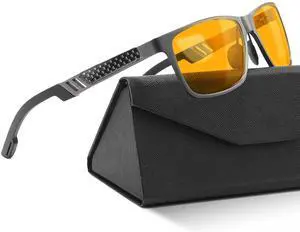 Carbon Fiber Anti Blue Light Glasses, Hardcore Durable Mens Blue Light Glasses with UV400 Protection & TR90 Frames