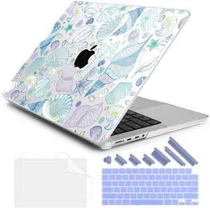 DONGKE for M4 MacBook Pro 16 Inch Case 2024 2023 2021 A3403 A3186 M3 A2991 M2 A2780 M1 A2485 Pro/Max Chip, Plastic Hard Shell Case & Keyboard Cover for Mac Pro 16 with Touch ID, Sea Shells
