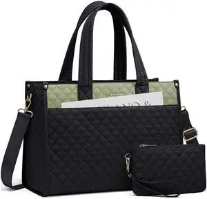 LOVEVOOK Laptop Tote Bag for Women,Canvas Work Tote Bag for Women with Clutch Purse,15.6 Inch Computer Briefcase Bag,Professional Teacher Business Office,Lightweight Shoulder Travel