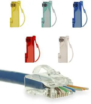 LINKUP - [5 Colors Snagless RJ45 Cat6 UTP Connectors EZ Pass Through Ends | Ethernet Cat 6 8P8C Solid Plug | UTP Gigabit Round Cable Connector | Platinum 50 Mi Gold Plated High Performance|100 Pack
