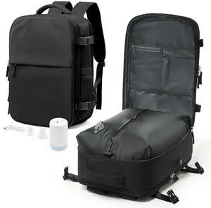 winspansy Travel Backpack Storage Vacuum Compression Seal Bags for Women Men Clothing with Pump Personal Item Work Carry on Business Vacpack College Laptop Backpack Black