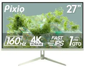 Pixio PX27U Wave Mint Green 27 inch 160Hz Refresh Rate 4K 3840x2160p Resolution Fast IPS Panel 1ms GTG Response Time Black Tilt Adjustable Gaming Monitor with Adaptive Sync