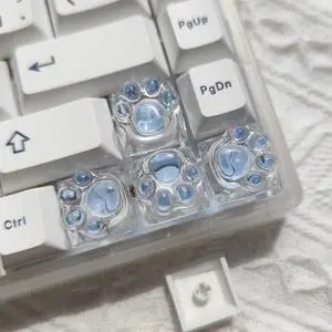 Elacgap Cat Claw Keycap Cute Drip Glue Backlight Keycaps DIY ESC Arrow Key Keycap Replacement for Cherry MX Gaming Mechanical Keyboard (4Keys Blue Transparent)