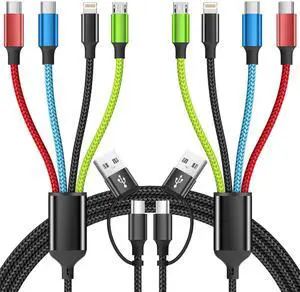 Firsting Travel Essentials 4 in 2 Multi Charging Cable, USB A/C Charging Cords with Dual Type-C, USB Cable Phone Charger Compatible with Most Cell Phones/Tablets and More (2Pack, 5FT)