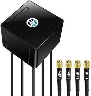 Maswell 4X4 MIMO WiFi 7 Antenna 2100-7200MHz 5G WiFi6E Bluetooth Zigbee MIMO Screw Mount Cubic RP SMA Plug Waterproof Outdoor IoT Waterproof Antenna, not for Signal Boosting