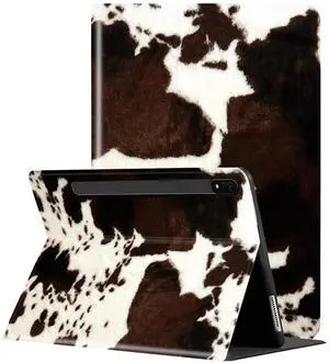Case for Samsung Galaxy Tab S8 Plus 2022/ Tab S7 FE 5G 2021/ Tab S7 Plus 2020 Tablet 12.4-inch, Multi-Angle Bracket with Automatic Sleep/Wake Protection Case - Cow Hide Print