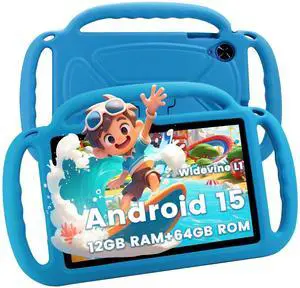 Tablet, Android Tablet, 12GB RAM 64GB ROM 1TB Expansion, 10 inch 800x1280 FHD Touch Screen, 2MP+8MP Dual Camera, WiFi 5, 6000mAh Battery & Parental Control with Blue EVA Case