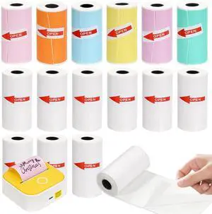 HADVZQ 15 Rolls Mini Printer Sticker Thermal Paper,Self-Adhesive Multicolor Paper 53 * 28mm Printer Paper Compatible with T02/M02 Mini Thermal Printer Study Notes, Journal Photos