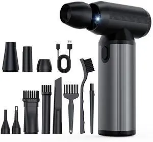 Compressed Air Duster - 300000RPM, Electric Air Blower Cordless Portable with LED Light 8000mAh Rechargeable Battery, 3-Gear Adjustable Dust Blower for Keyboard, Computer, Car, Home Cleaning