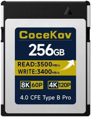 256GB CFexpress 4.0 Type B Memory Card with 3500MB/s Read Speed and 3400MB/s Write Speed, Suitable for RAW 8K/4K Video Recording