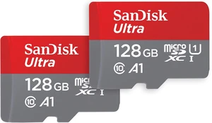 SANDISK 128GB Ultra microSD Card + Adapter Up to 140MB/s Read Speeds 2-Pack SANDISK 128GB Ultra microSD Card + Adapter Up to 140MB/s Read Speeds 2-Pack